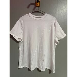 🤍 White Short Sleeve Tee with Diagonal Seam Detail | Size XL